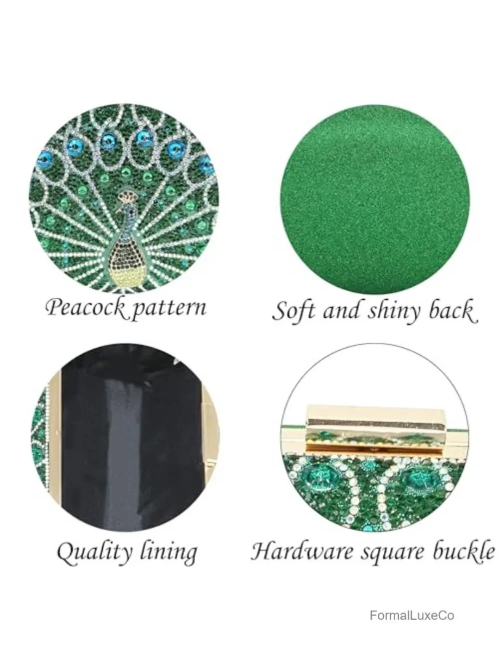Peacock Rhinestone Clutch Evening Bag with Crystal Gemstone Sparkly Handbag